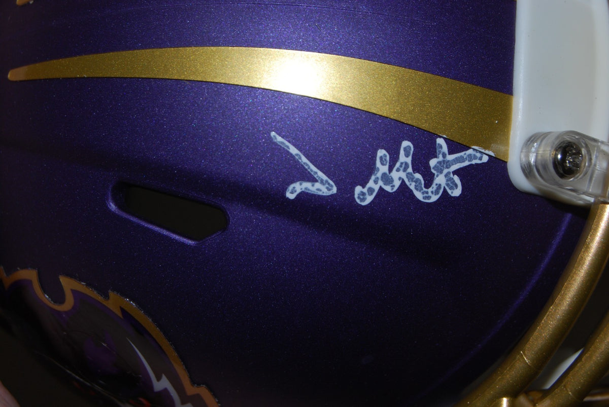 JESSE MINTER signed (BALTIMORE RAVNES) mini football helmet BECKETT BAS BW07969
