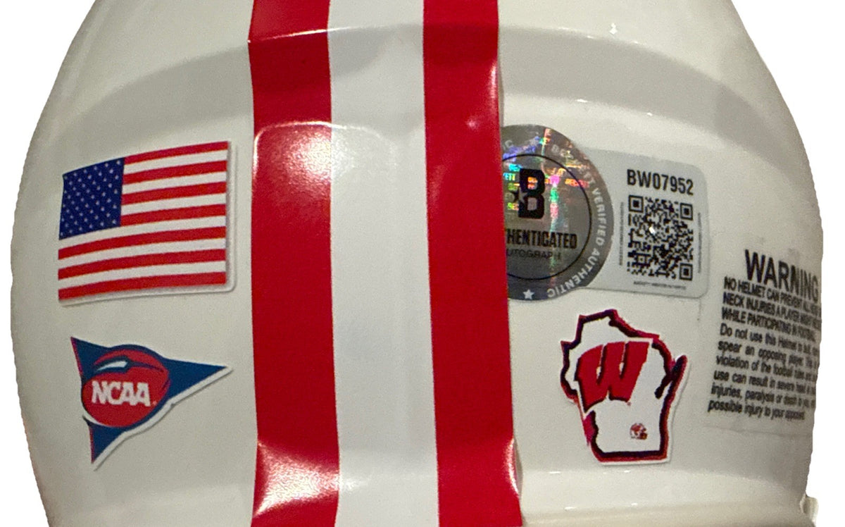 DARRELL BEVELL signed (WISCONSIN BADGERS) mini football helmet BECKETT BW07952