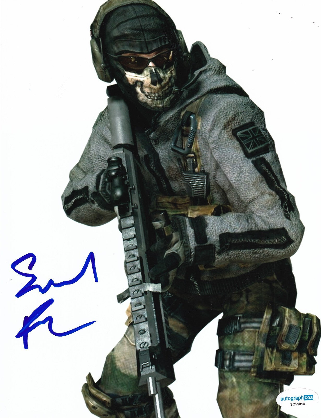 SAMUEL ROUKIN signed (CALL OF DUTY MODERN WARFARE) Ghost 8x10 ACOA SC51810