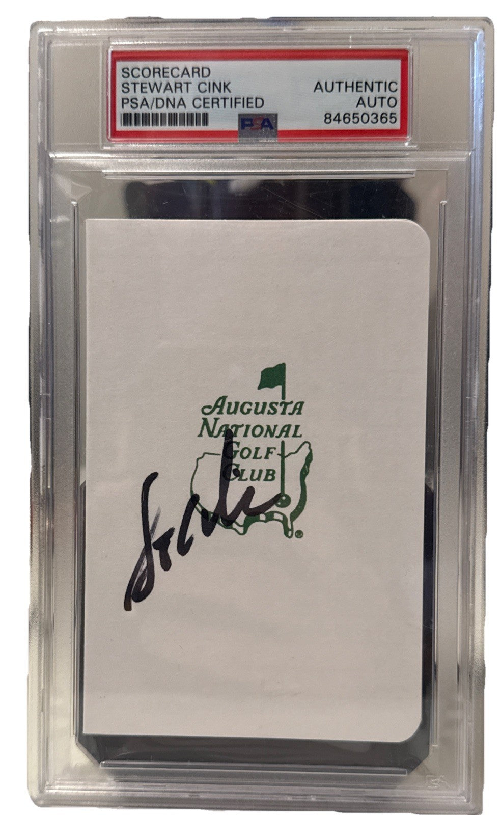 Stewart Cink signed (Augusta) Masters Score Card PSA/DNA Encapsulated 84650365