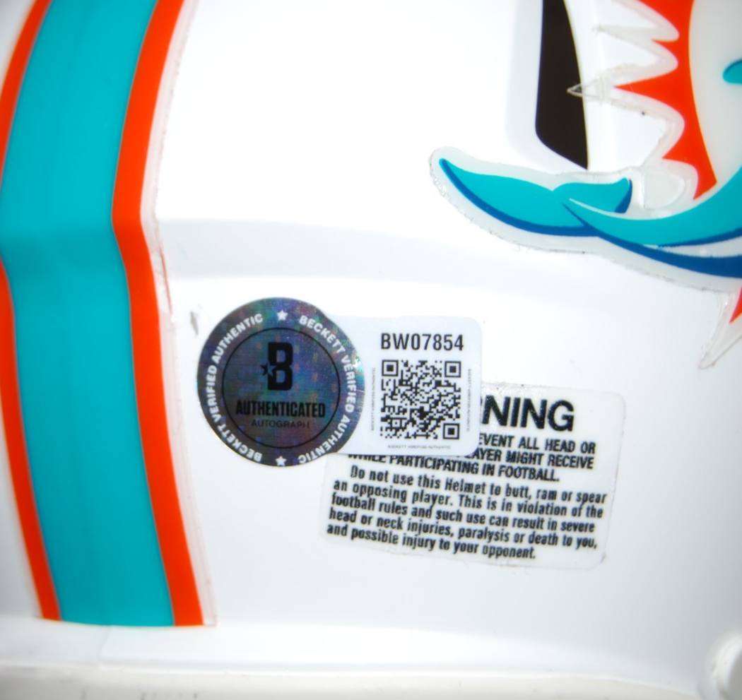 JEFF HAFLEY signed (MIAMI DOLPHINS) mini football helmet BECKETT BAS BW07854