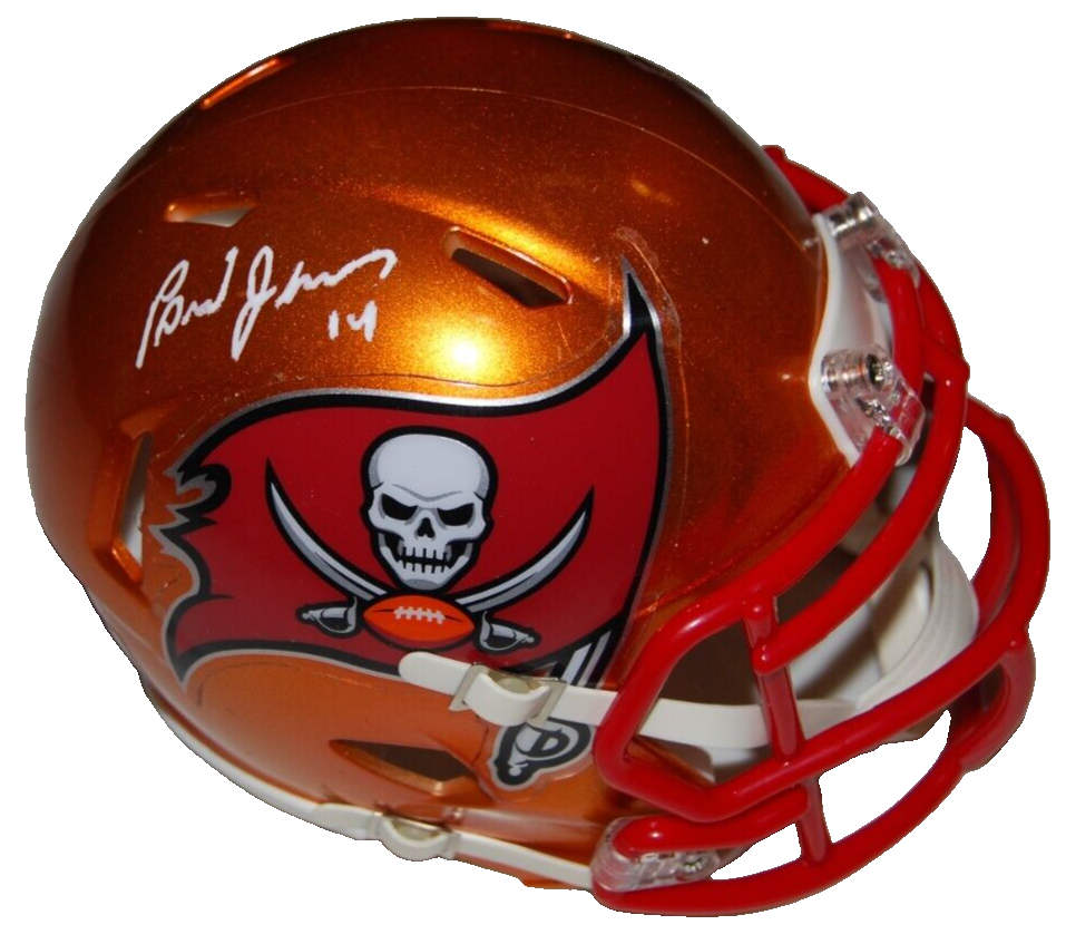 BRAD JOHNSON signed (TAMPA BAY BUCCANEERS) mini football helmet BECKETT BP30424