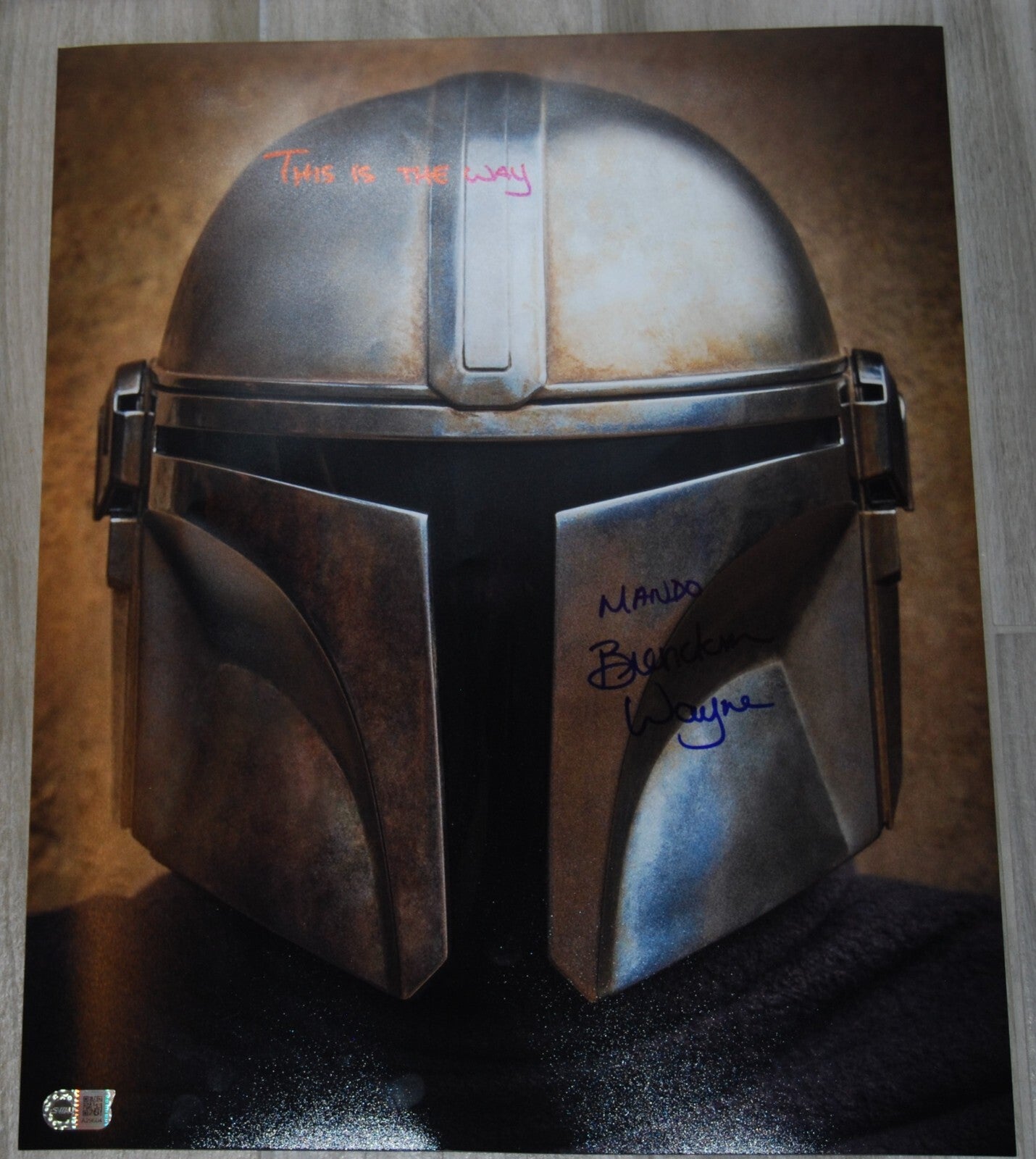 BRENDAN WAYNE signed (THE MANDALORIAN) 16X20 Mando Star Wars 16x20 SWAU A29604