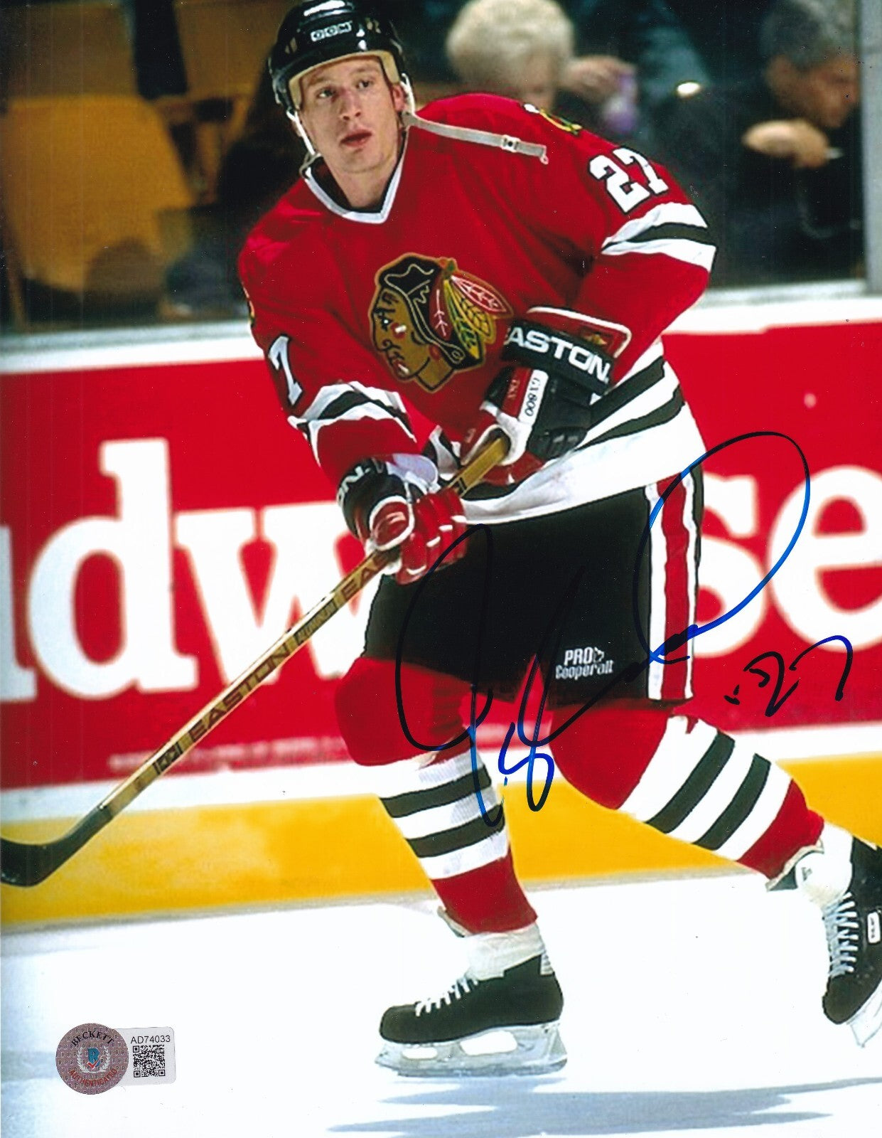 JEREMY ROENCIK signed (CHICAGO BLACKHAWKS) Hockey 8X10 photo BECKETT BAS AD74033