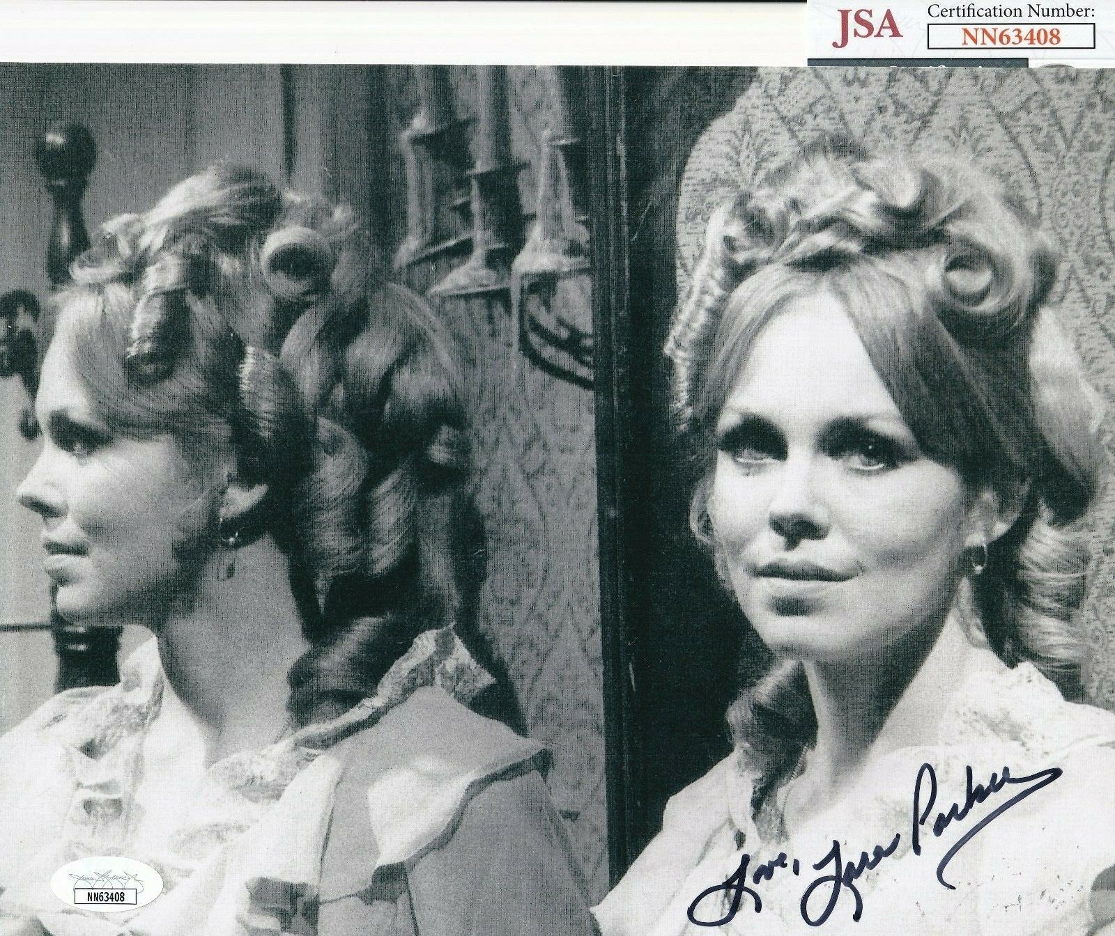 LARA PARKER signed (DARK SHAWDOWS) Angelique Movie 8X10 photo JSA NN63408