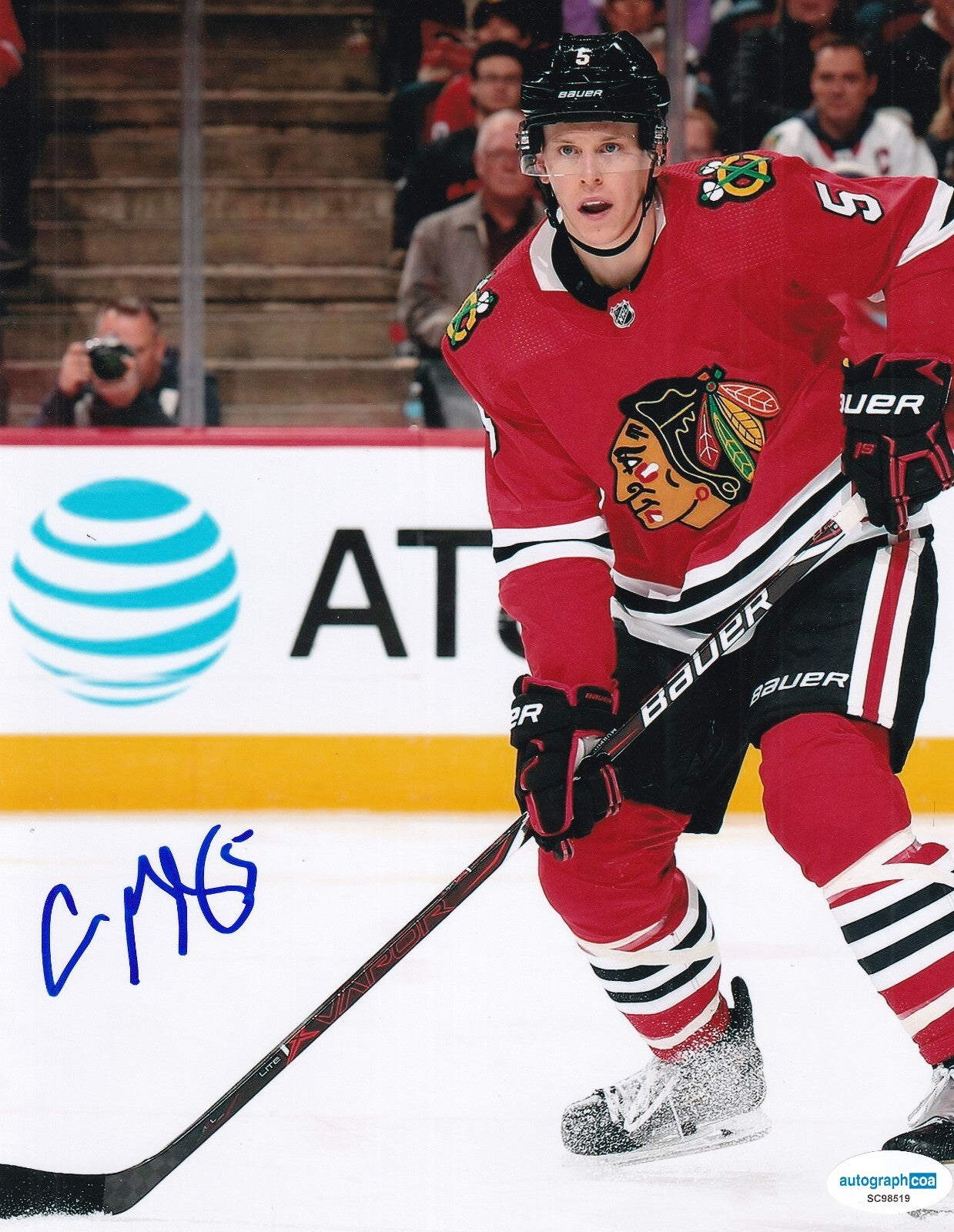 CONNOR MURPHY signed (CHICAGO BLACKHAWKS) Hocket 8X10 photo ACOA SC98519