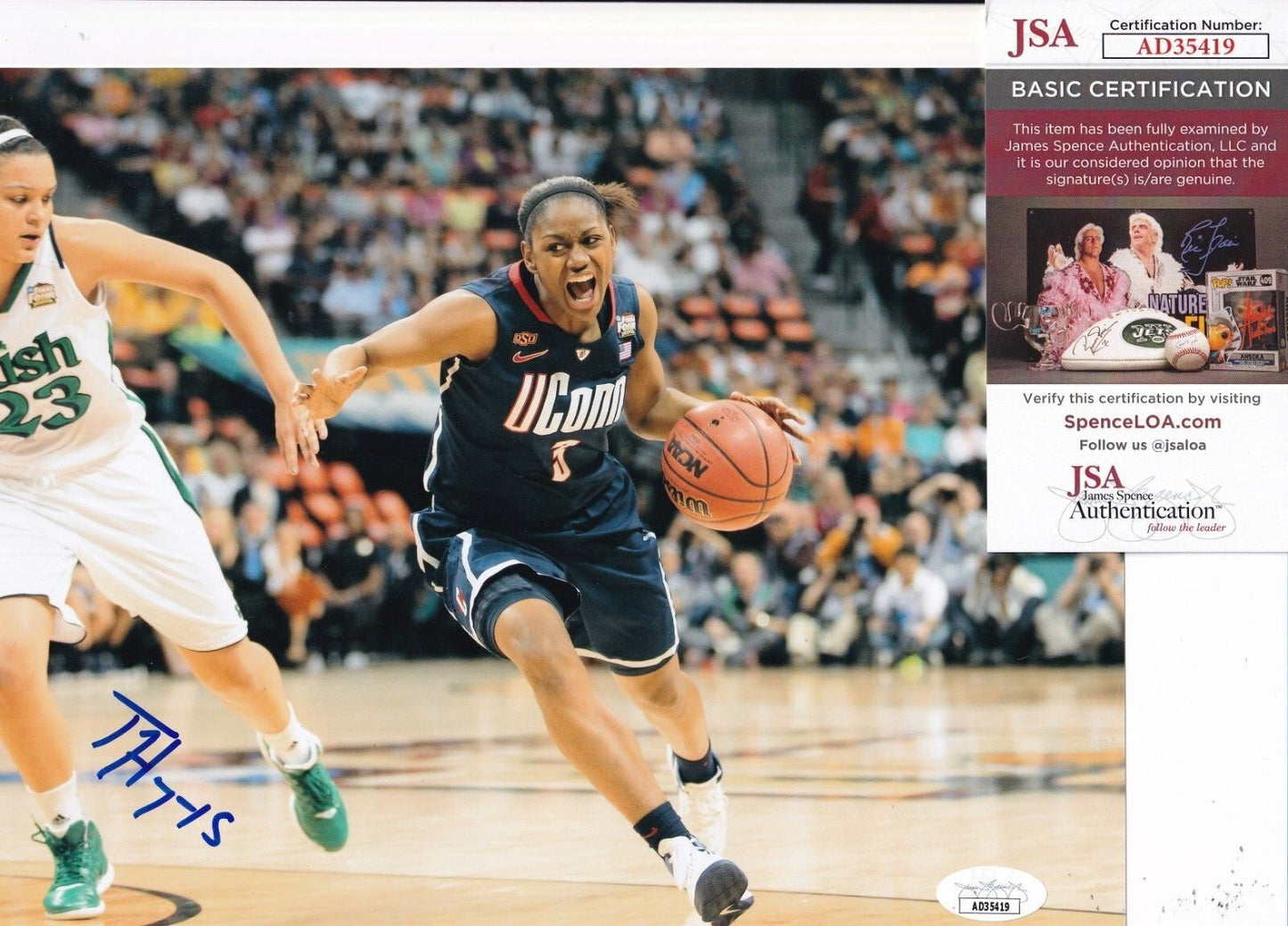 TIFFANY HAYES signed (UCONN HUSKIES) WNBA basketball 8X10 photo JSA AD35419