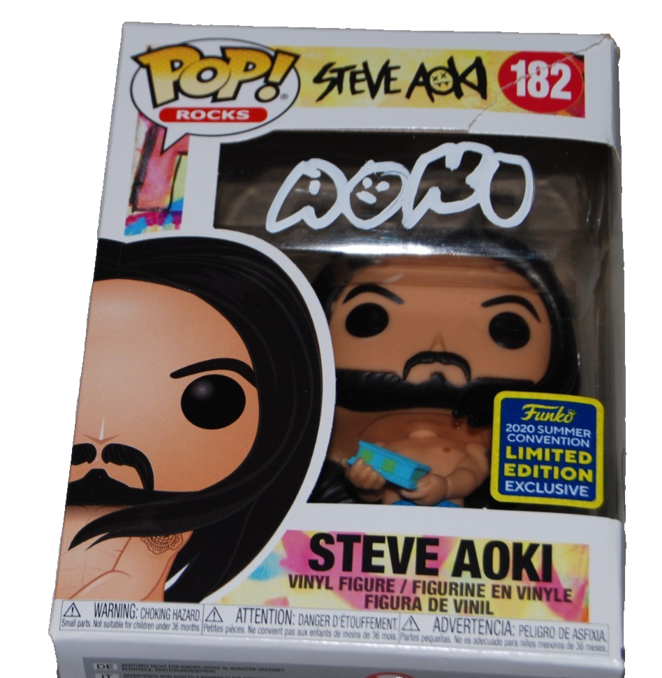 STEVE AOKI signed (Funko Pop Rocks) 2020 Convention #182 BECKETT BAS BV13309