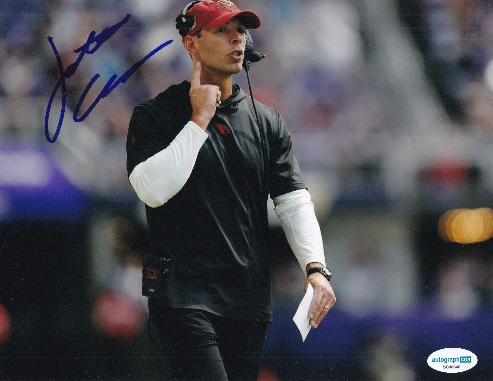 JONATHAN GANNON signed (ARIZONA CARDINALS) football 8X10 photo ACOA SC98640