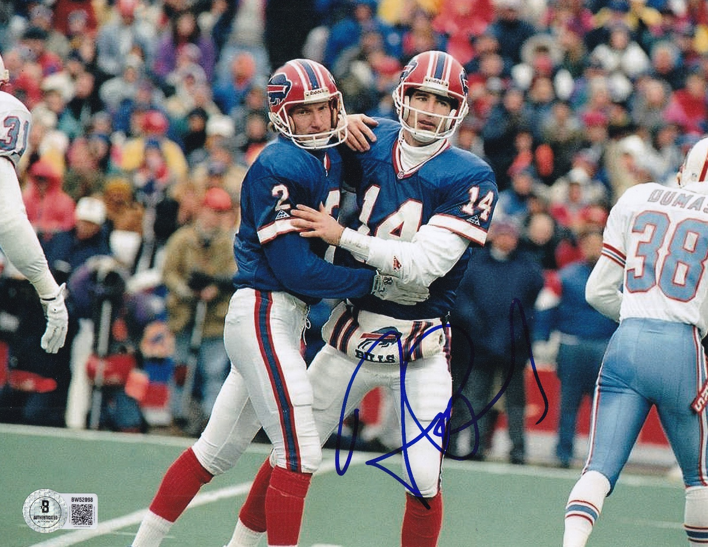 FRANK REICH signed (BUFFALO BILLS) football 8X10 photo BECKETT BAS BW52098