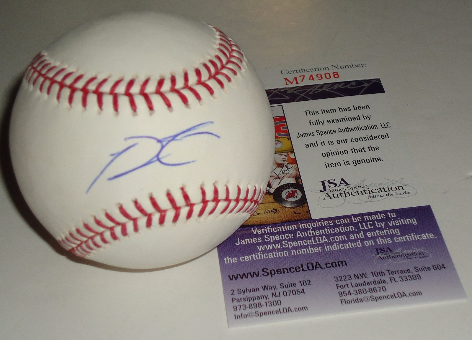 Prince Fielder signed OML baseball Texas Rangers JSA Authenticated M74908