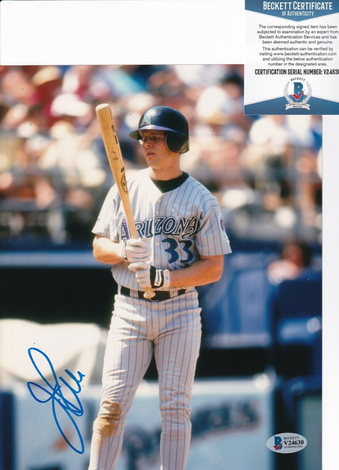 JAY BELL signed (ARIZONA DIAMONDBACKS) autographed 8X10 photo BECKETT BAS V24630