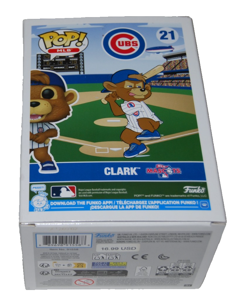 PAT HUGHES signed (CLARK) Mascot WRIGLEY CUBS Funko Pop #21 BECKETT BY085886