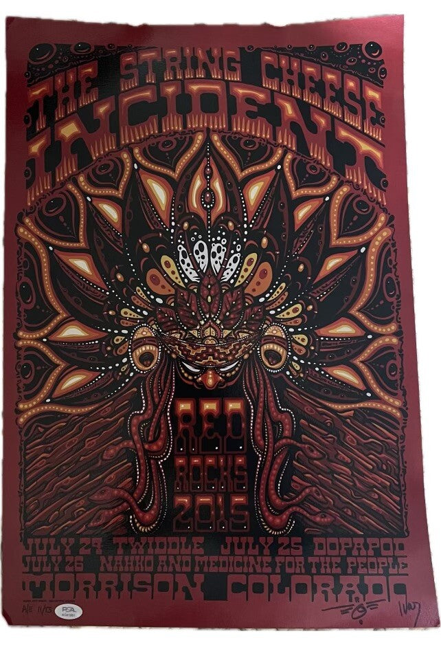 String Cheese incident 2015 Jeff Wood Signed Poster PSA/Dna AO41061 Ltd Ed 11/75