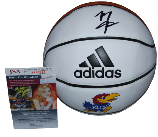 MARIO CHALMERS signed (KANSAS JAYHAWKS) Mini 7" basketball JSA COA SS59914