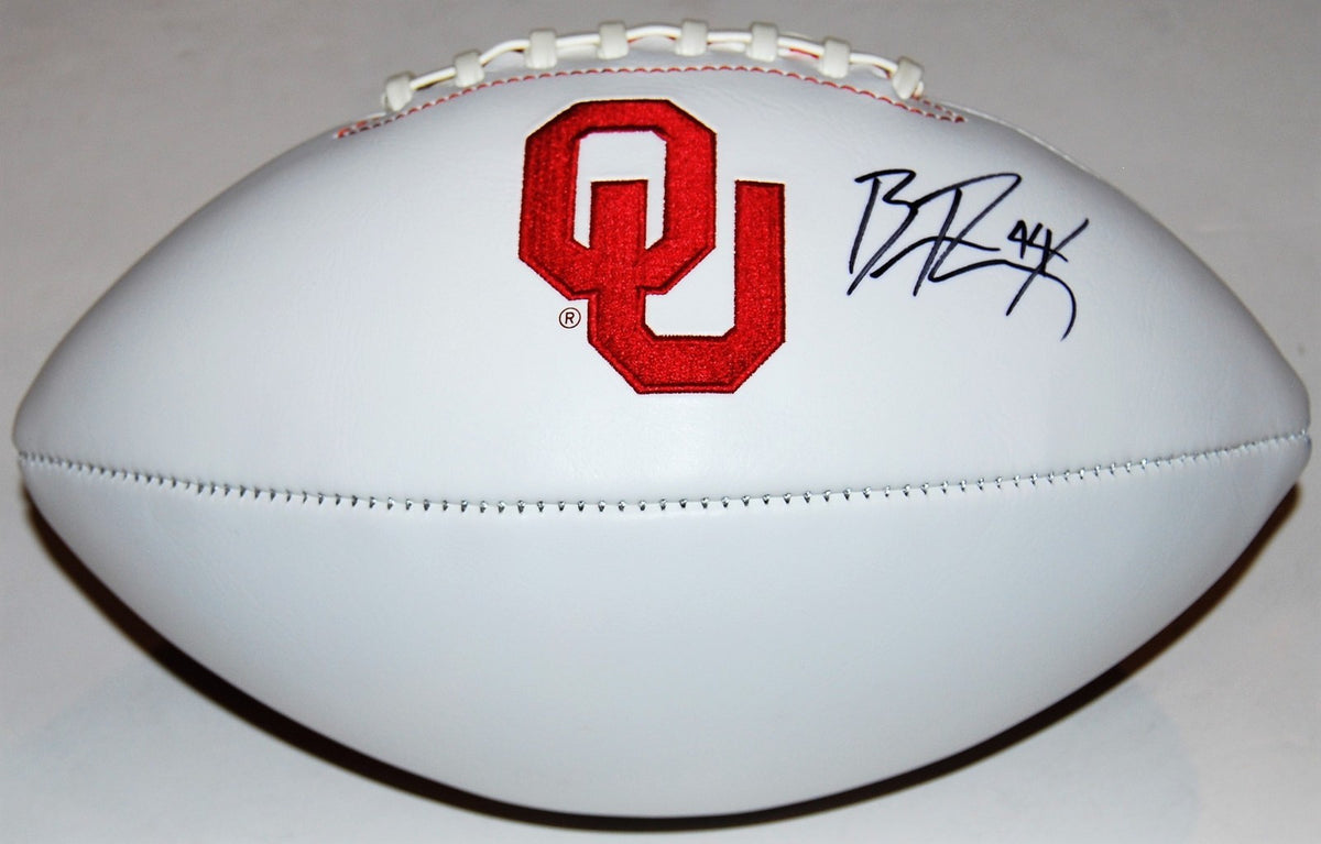 BRENDAN RADLEY-HILES signed (OKAHOMA SOONERS) Embroidered logo football W/COA C