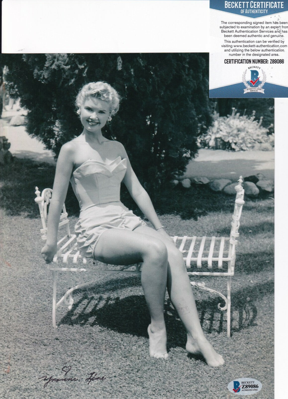 YVONNE LIME signed (LOVING YOU) Movie Actress Elvis 8X10 BECKETT BAS Z89086