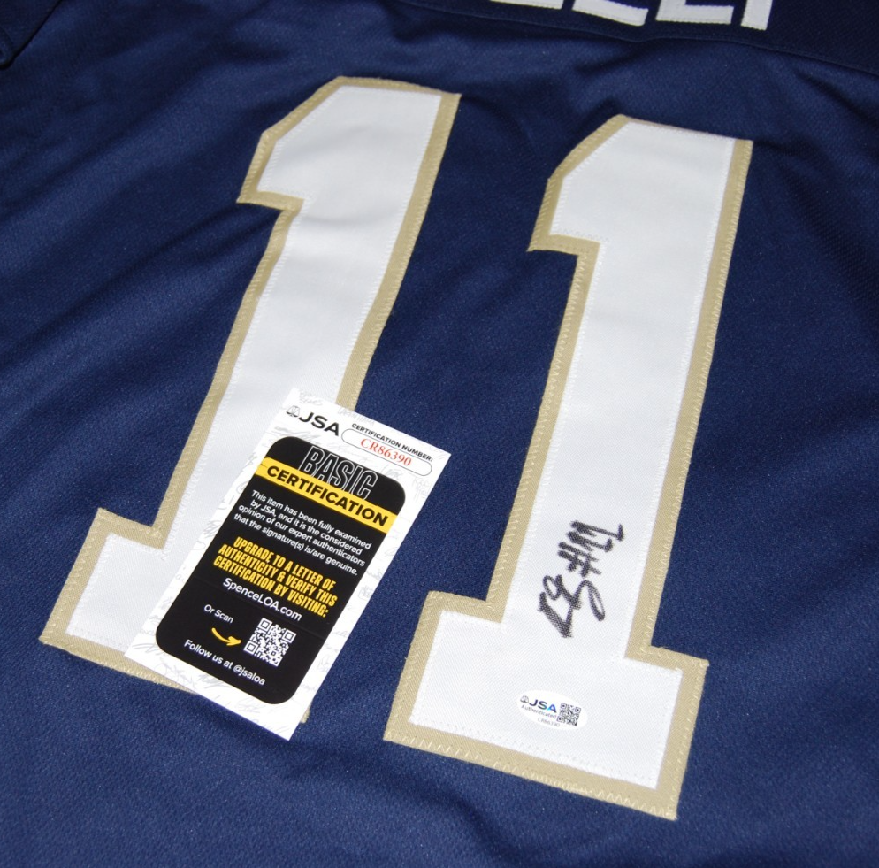 KEON KEELEY signed (NOTRE DAME FIGHTING IRISH) Navy football jersey JSA CR86390