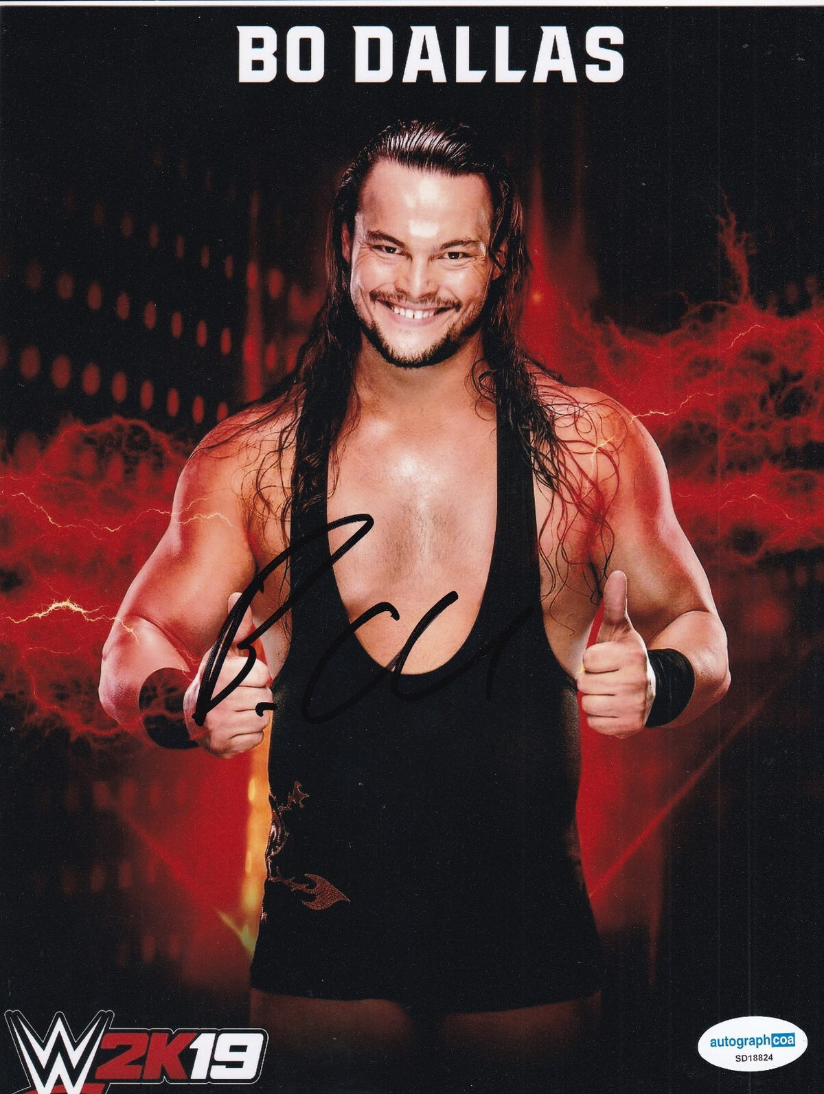 BO DALLAS signed (WWE) Wrestling Smackdown Raw 8X10 photo ACOA SD18824