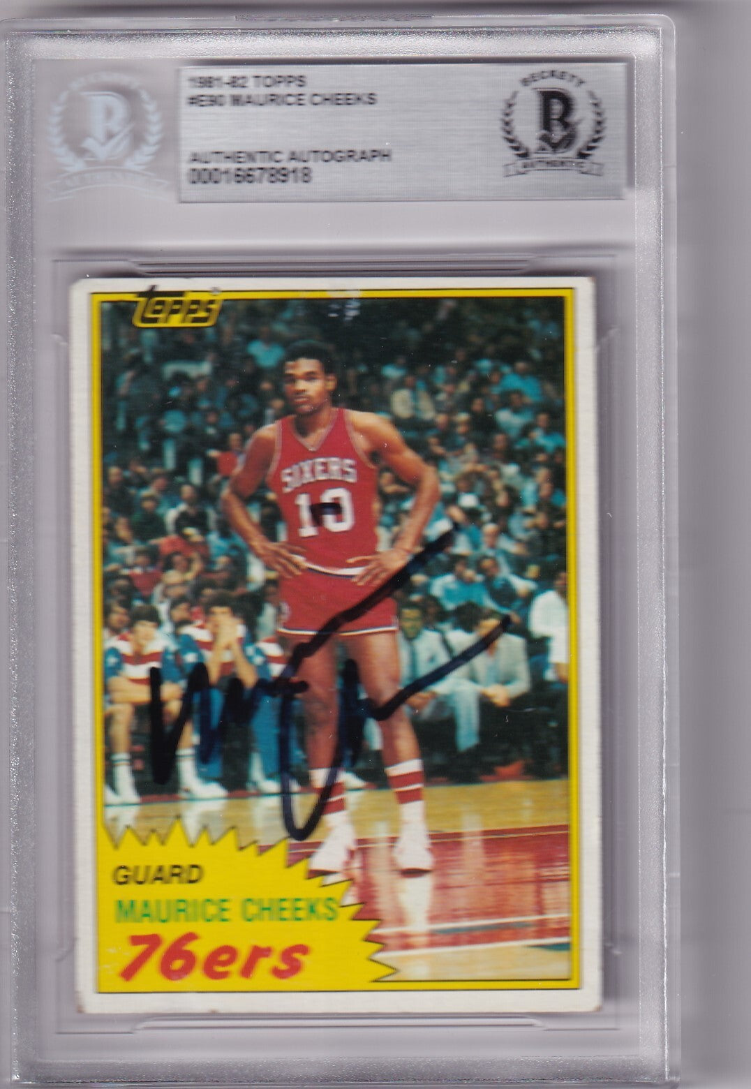 MAURICE CHEEKS signed (1981-82 TOPPS) 76ers #E90 card BECKETT BAS 00016678918