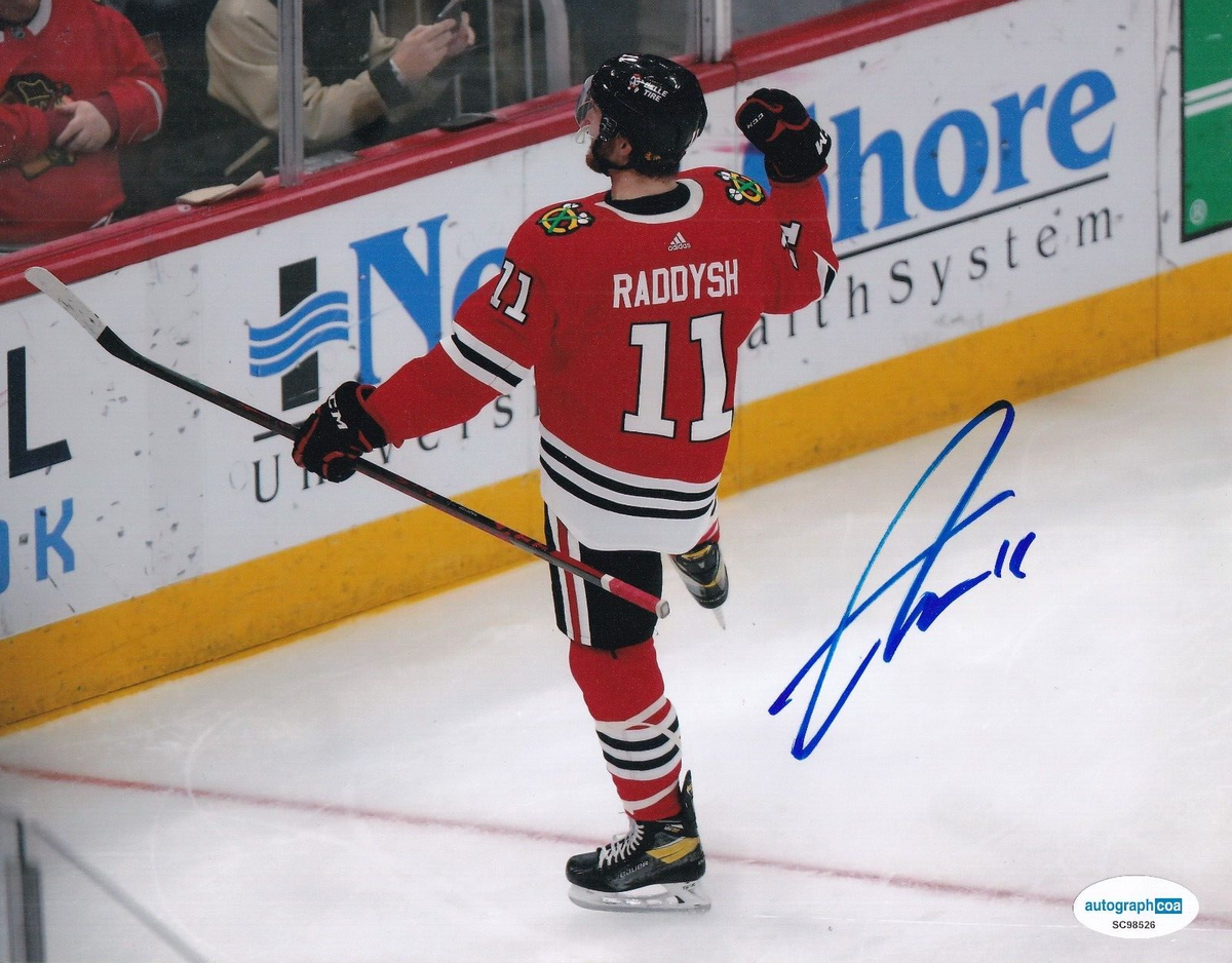 TAYLOR RADDYSH  signed (CHICAGO BLACKHAWKS) Hocket 8X10 photo ACOA SC98526