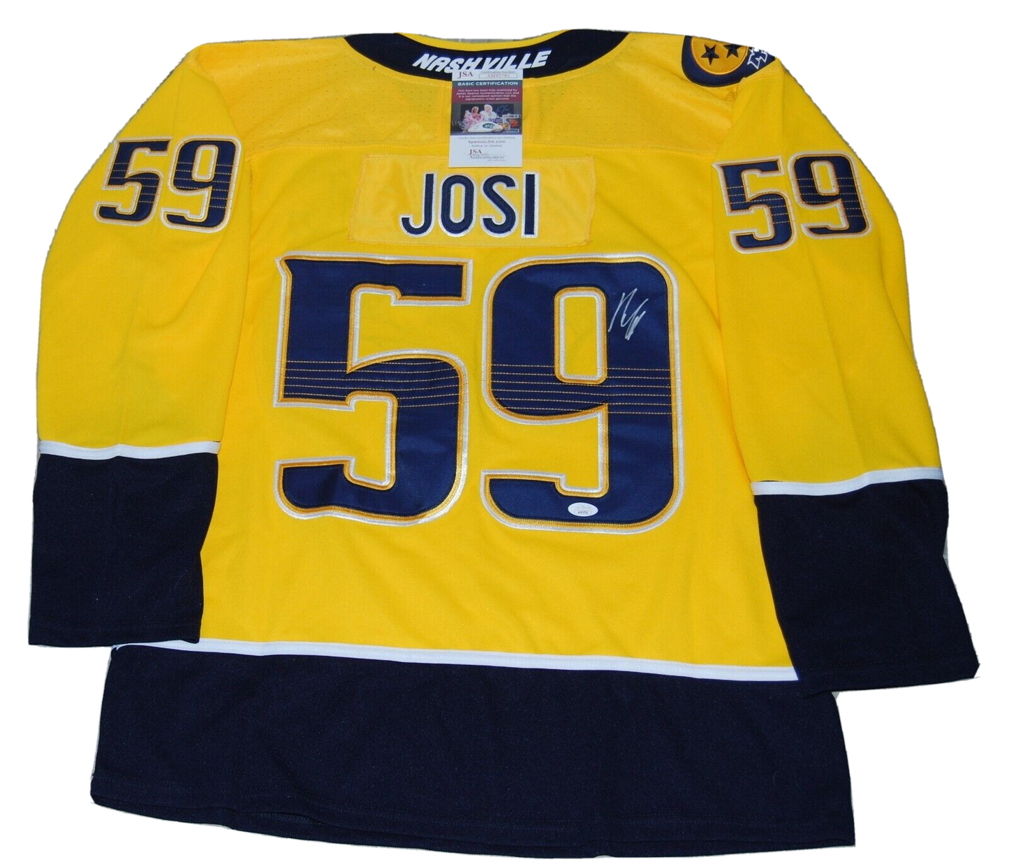 ROMAN JOSI signed (NASHVILLE PREDATORS) Yellow stitched jersey JSA AH95792