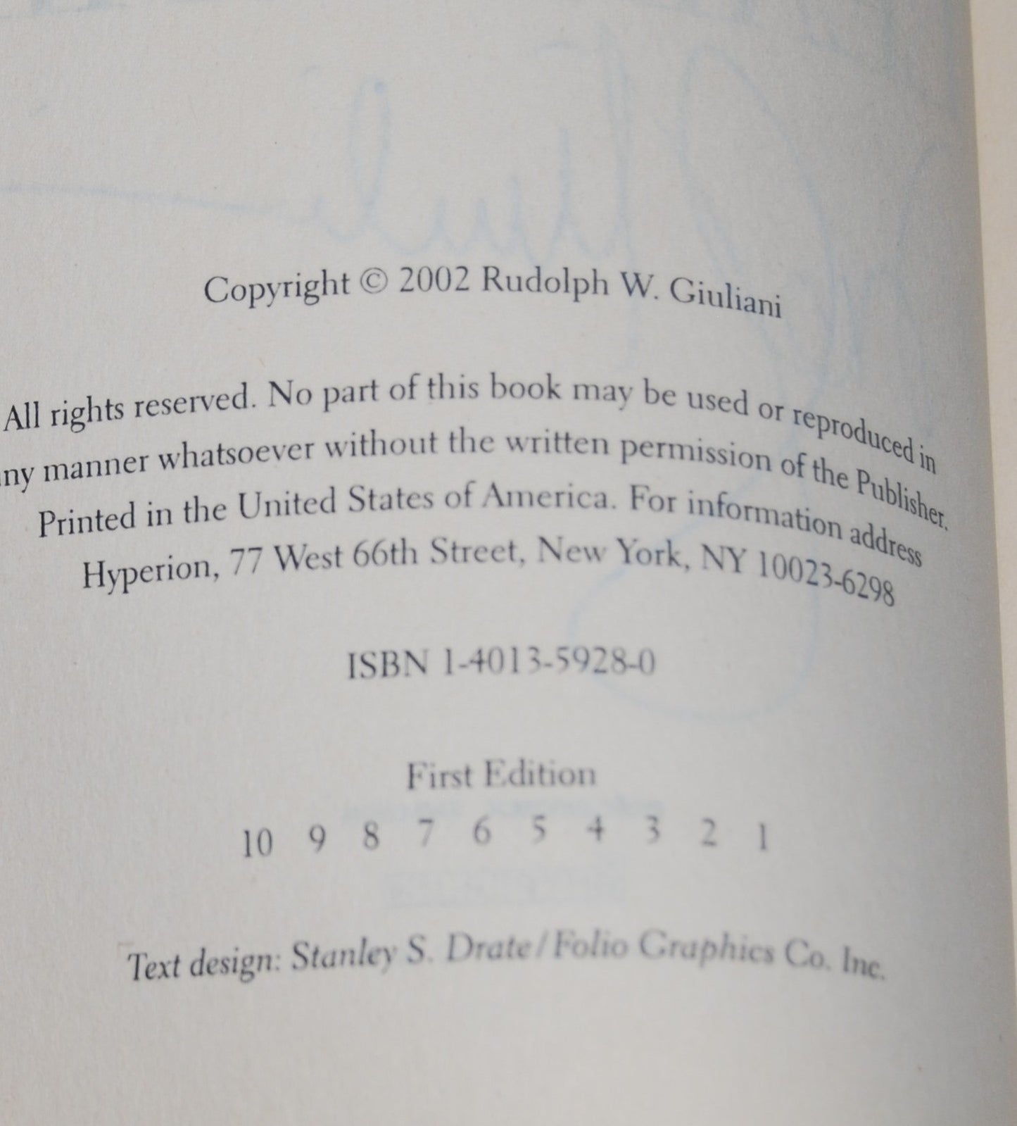 RUDY GIULIANI signed (LEADERSHIP) 1ST EDITION BOOK (NEW YORK MAYOR 9-11) W/COA