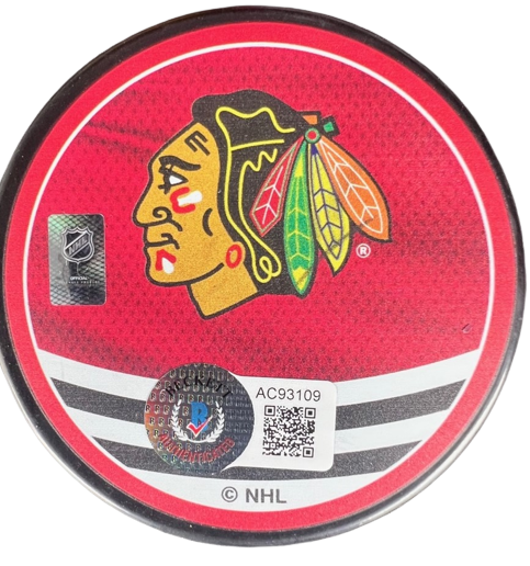 JEREMY ROENICK signed (CHICAGO BLACKHAWKS) hockey puck BECKETT BAS AC93109