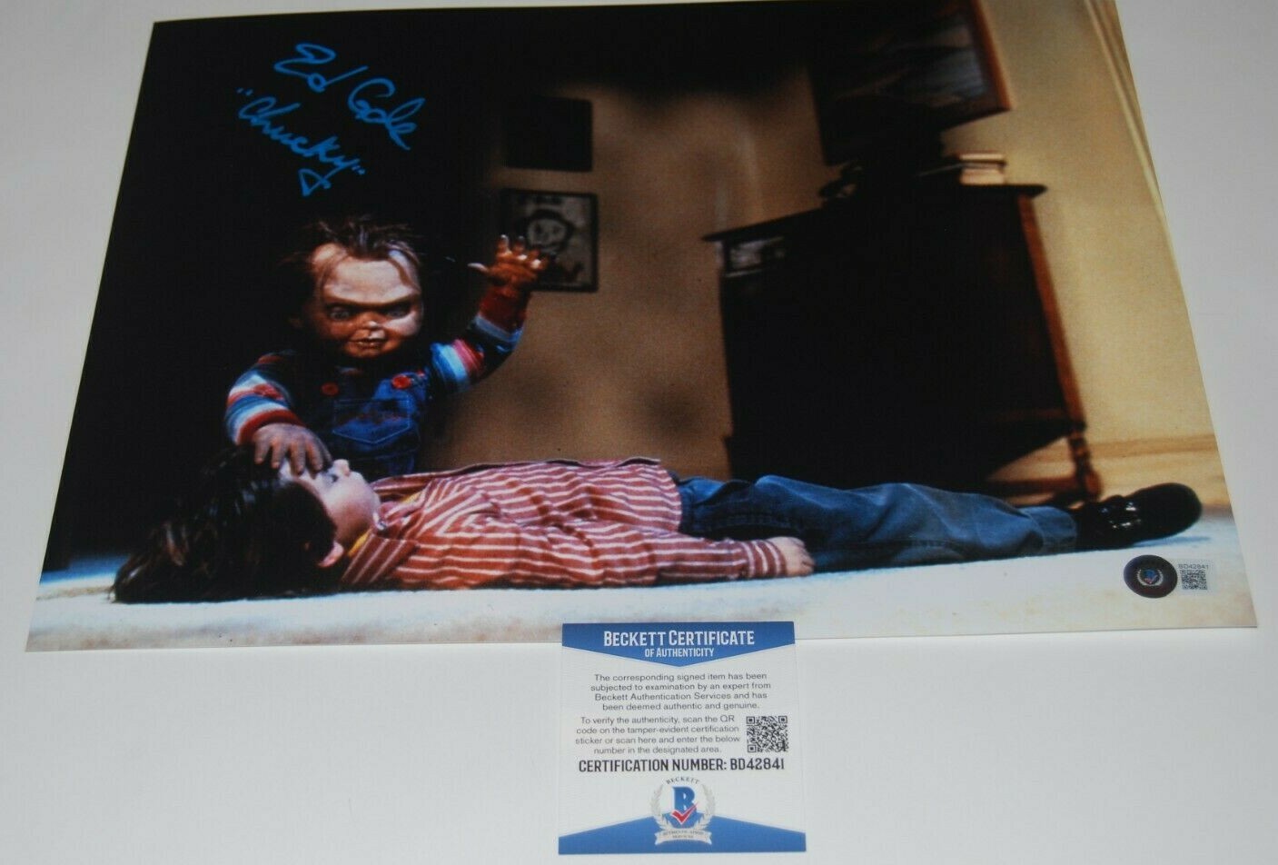 ED GALE signed (CHILD'S PLAY) Movie 11X14 photo *CHUCKY* BECKETT BAS BD42841