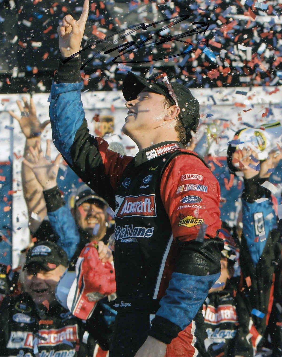 TREVOR BAYNE signed (NASCAR RACING CHAMPION) *DAYTONA 500* 8X10 photo W/COA #2