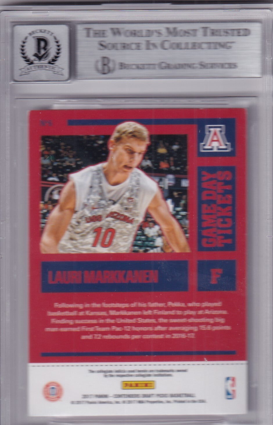 LAURI MARKKANEN signed (2017-18 CONTENDERS) Jazz basketball card BECKETT BAS 10