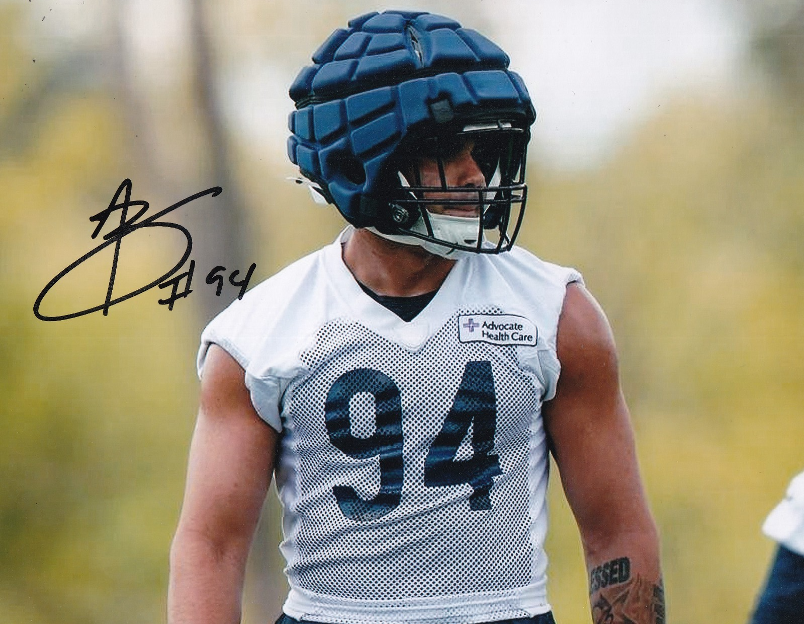 AUSTIN BOOKER signed (2025 CHICAGO BEARS) autograph football 8X10 photo W/COA #2