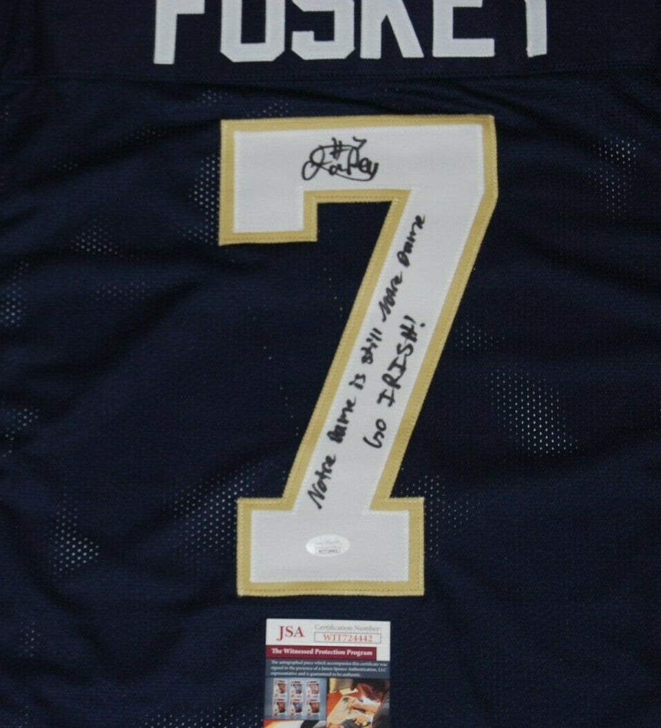 ISAIAH FOSKEY signed (NOTRE DAME FIGHTING IRISH) Blue jersey JSA ND Is Still ND