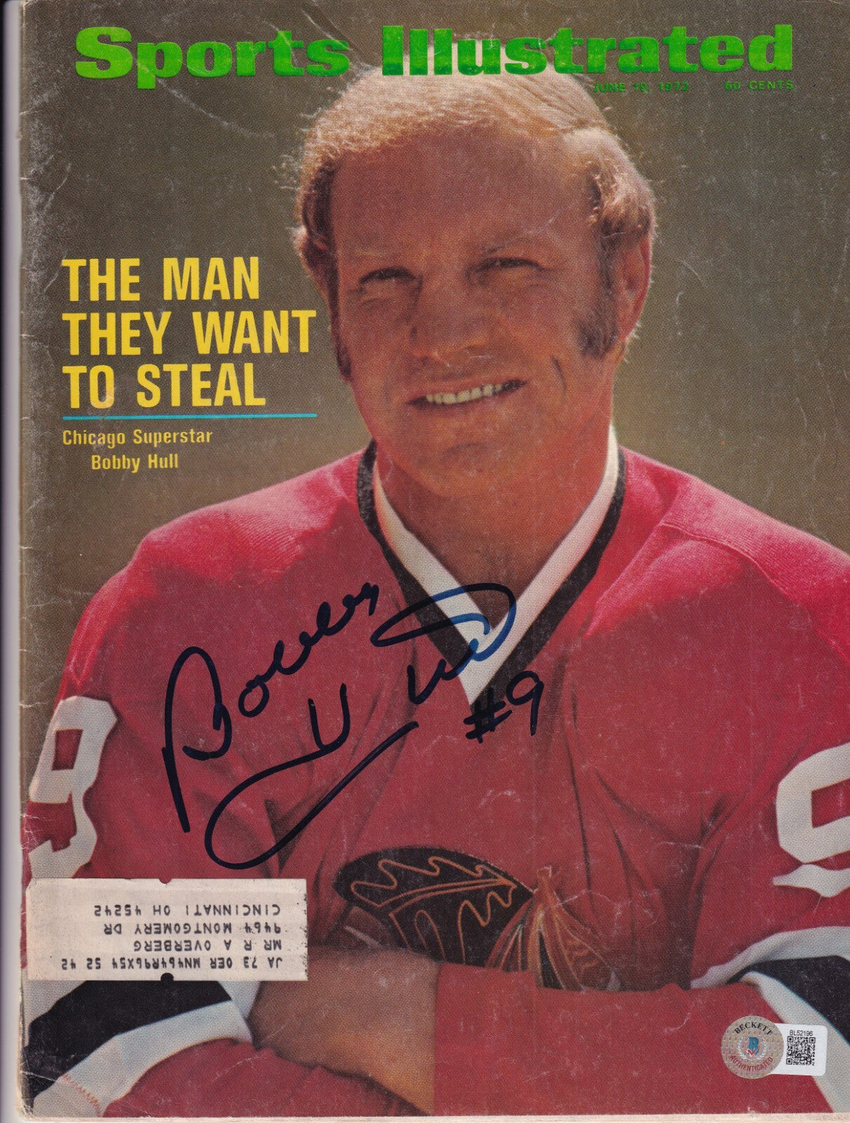 BOBBY HULL signed (CHICAGO BLACKHAWKS) Sports Illustrated magazine BAS BL52196