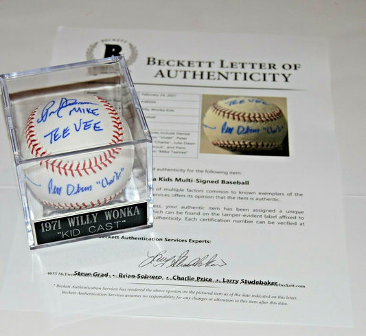 1971 WILLY WONKA Kids cast signed ML baseball (GOLDEN TICKET) BECKETT BAS A48504