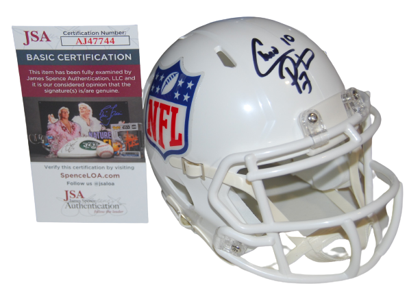 CHAD PENNINGTON signed (NFL SHIELD) Jets mini football helmet JSA COA AJ47744