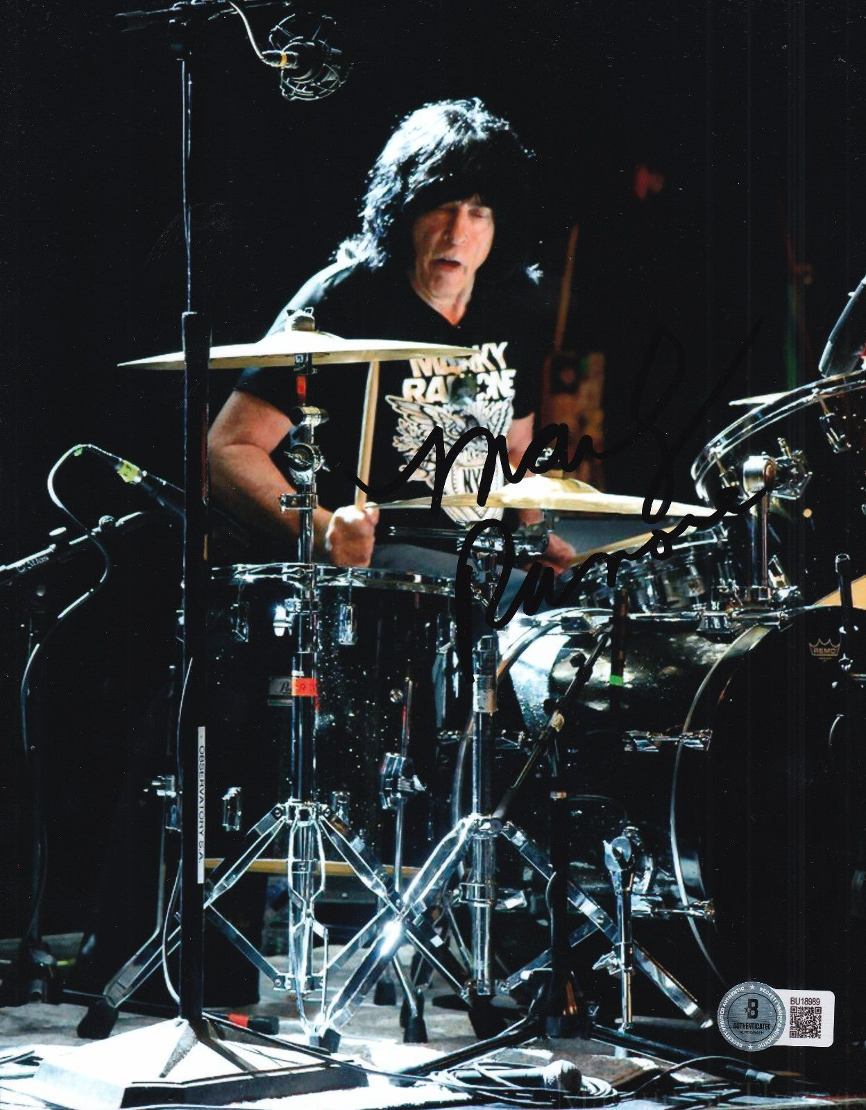 MARKY RAMONE signed (THE RAMONES) Music Drummer 8X10 photo BECKETT BAS BU18989