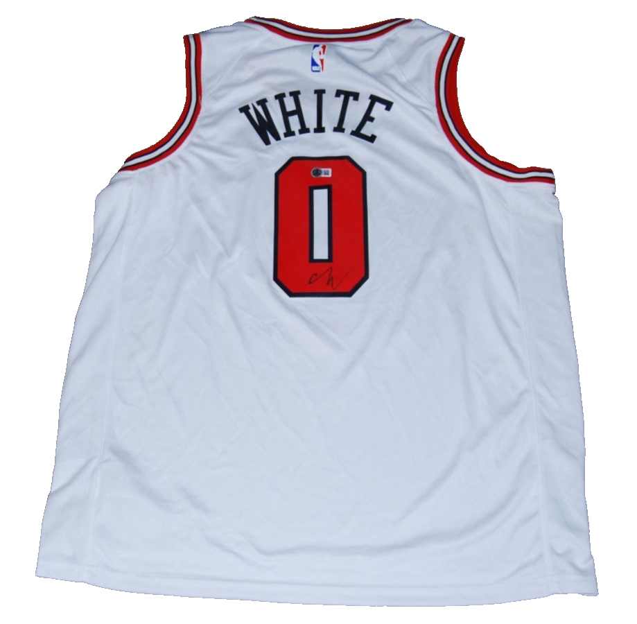 COBY WHITE signed (CHICAGO BULLS) white NBA Basketball jersey BECKETT BU41284