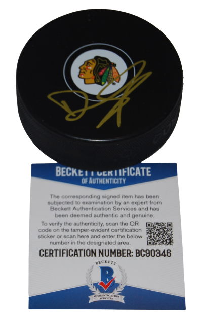 DEREK KING signed (CHICAGO BLACKHAWKS) Souvenir hockey puck BECKETT BAS BC90346
