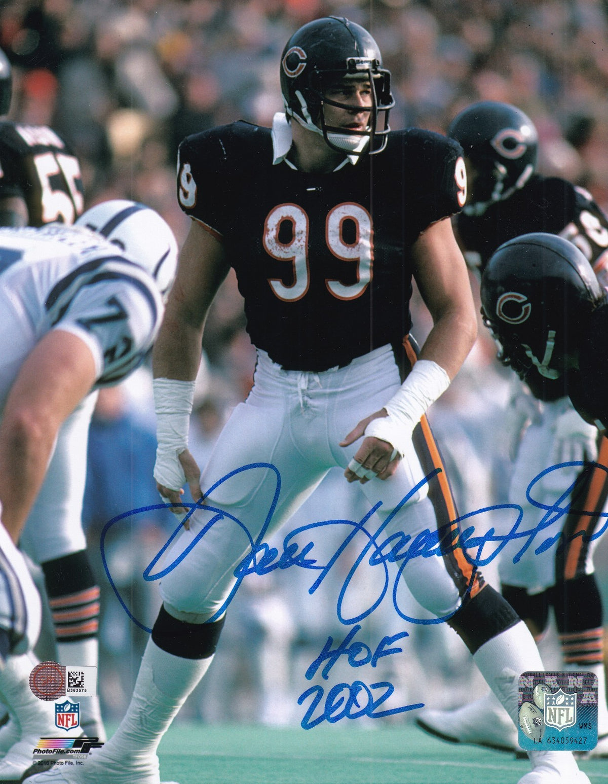 DAN HAMPTON signed (CHICAGO BEARS) football 8X10 photo SPORTS SMB363575