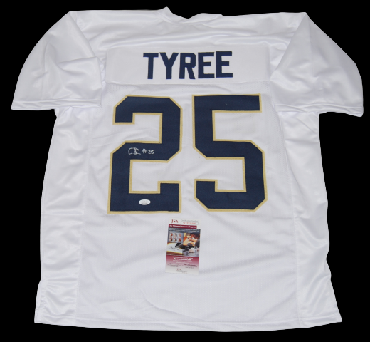 CHRIS TYREE signed (NOTRE DAME FIGHTING IRISH) White football custom jersey JSA 