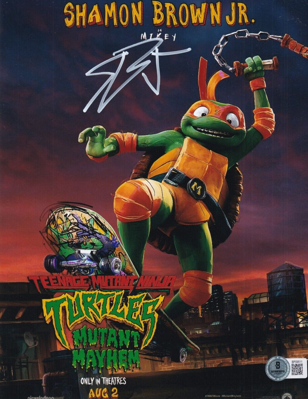 SHAMON BROWN JR signed (TEENAGE MUTANT NINJA TURTLES) 8X10 BECKETT BAS BP09511