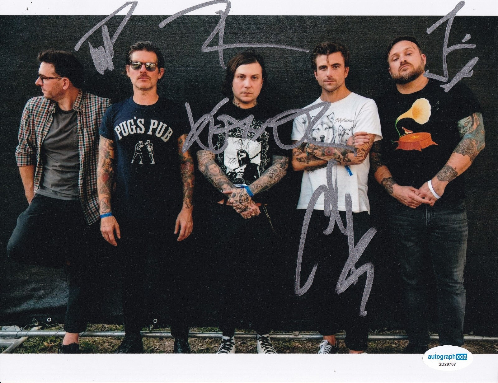 L.S. DUNES group signed 8x10 by 5 ANTHONY GREEN Paper Tigers photo ACOA SD29767