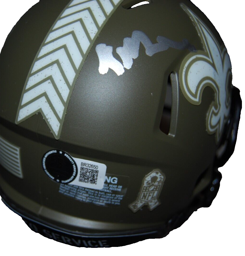 KELLEN MOORE signed (NEW ORLEANS SAINTS) mini football helmet BECKETT BR32650