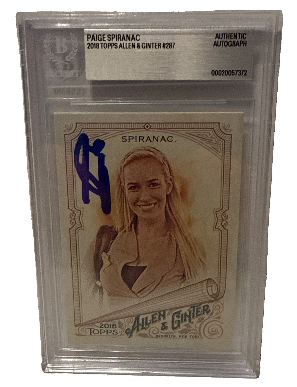 PAIGE SPIRANAC signed 2018 Topps Allen & Ginter Golf Card Beckett 00020057372