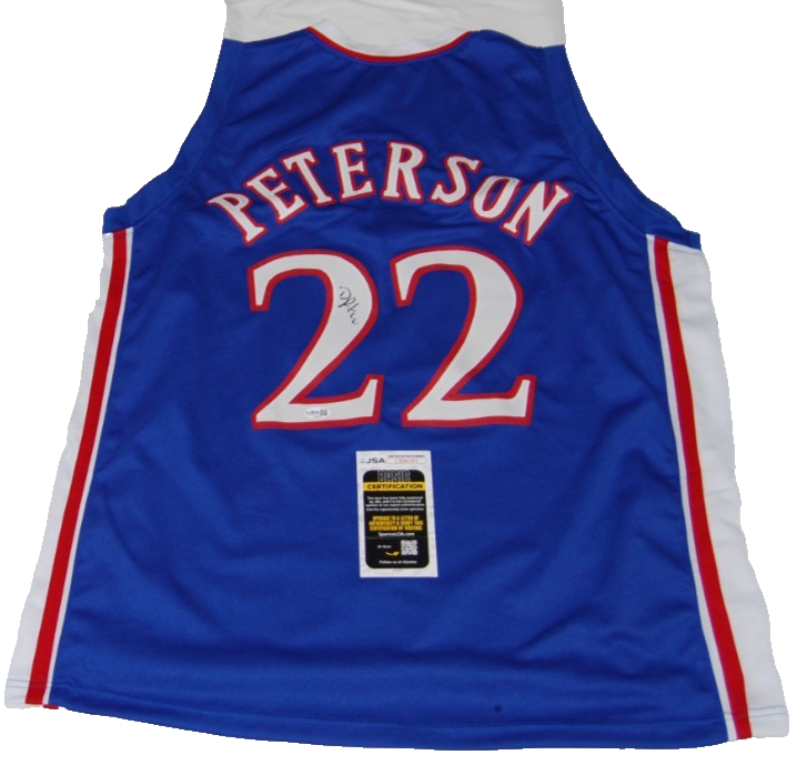 DARRYN PETERSON signed (KANSAS JAYHAWKS) Blue basketball jersey JSA CR86393