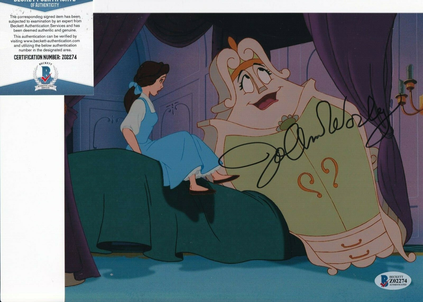 JO ANNE WORLEY signed (BEAUTY AND THE BEAST) Movie 8X10 photo BECKETT BAS Z02274