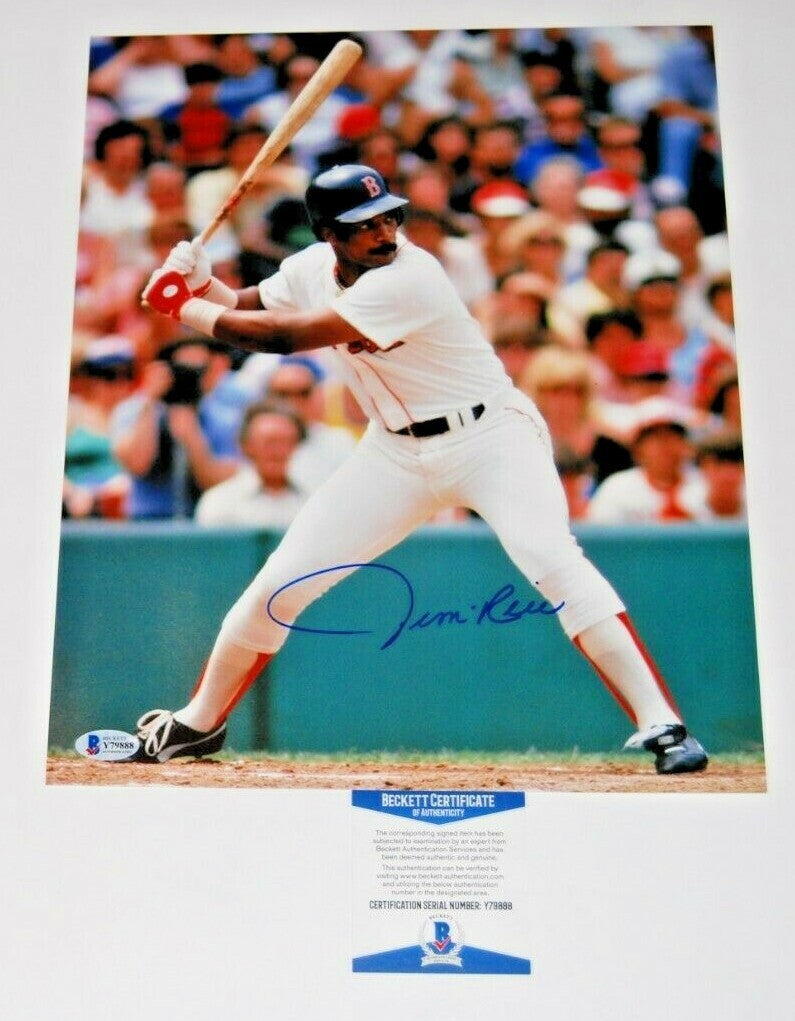 JIM RICE signed (BOSTON RED SOX) autographed baseball 11X14 photo BECKETT BAS #3