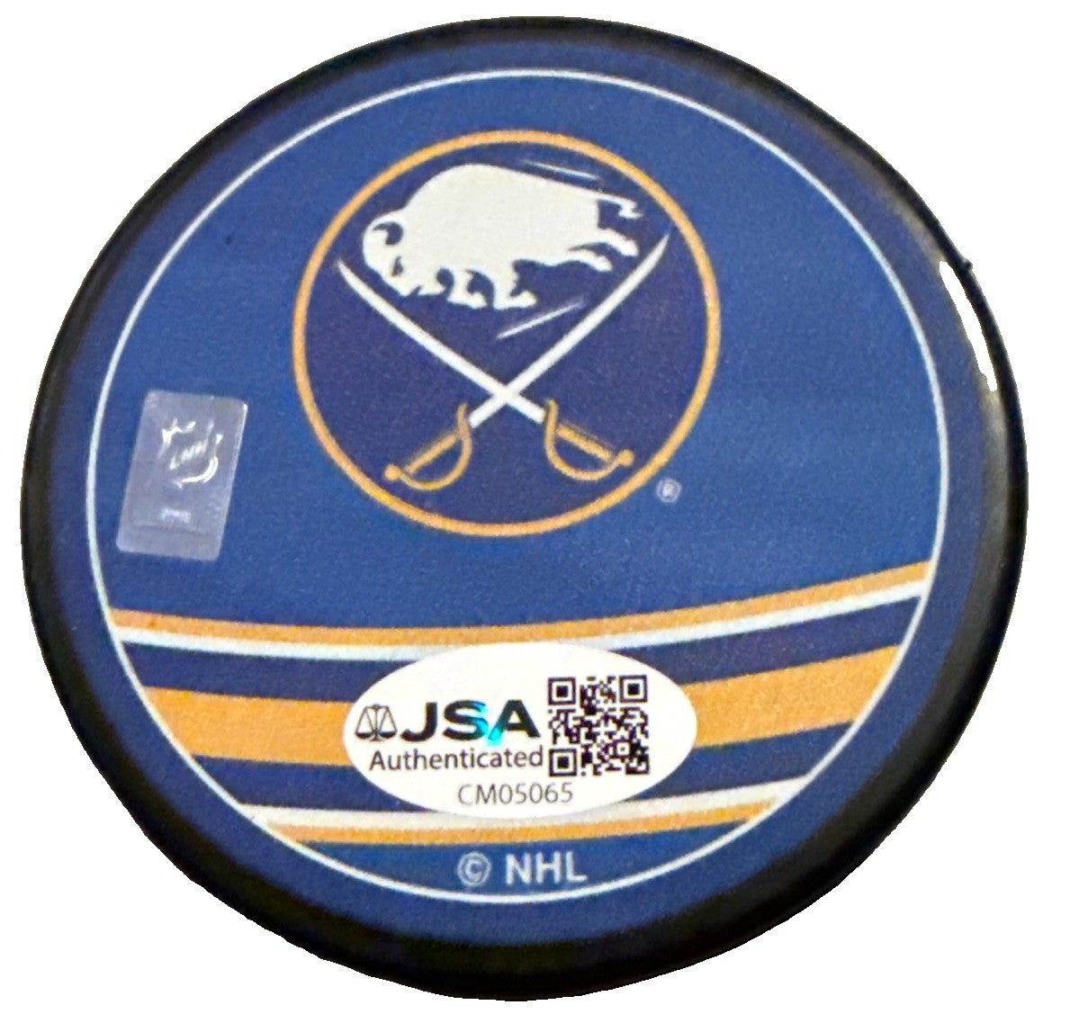 KONSTA HELENIUS signed (BUFFALO SABRES) Retro Hockey puck JSA COA CM05065
