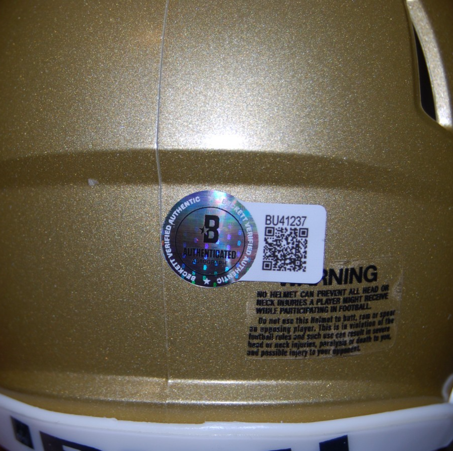 BRADY QUINN signed (NOTRE DAME FIGHTING IRISH) mini helmet BECKETT BU41237